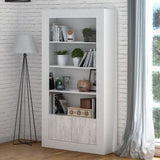 Montreal Tall Display Cabinet In White And Wood Effect