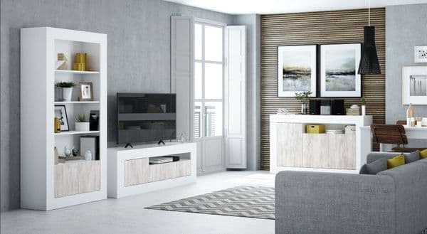 Montreal TV Stand In White And Wood Effect