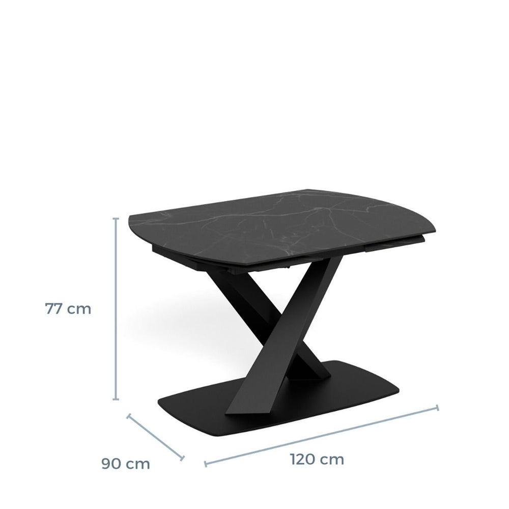 Morelle Oval Extending Dining Table in Black Ceramic 120–180cm - Furniture One Shop