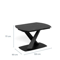 Morelle Oval Extending Dining Table in Black Ceramic 120–180cm