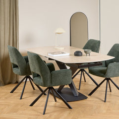 Morelle Oval Extending Dining Table in Sand Ceramic 120–180cm