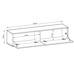 Moro Small Wooden Floating TV Unit in Grey - 135cm - Furniture One Shop