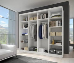Multi Wooden Wardrobe With 2 Sliding Doors 233cm In Matt White
