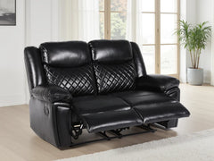 Myra Faux Leather 2 Seater Manual Recliner Sofa In Black