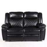 Myra Faux Leather 2 Seater Manual Recliner Sofa In Black