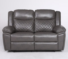 Myra Faux Leather 2 Seater Manual Recliner Sofa In Grey