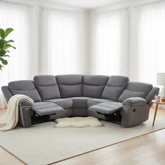 Myra Grey Fabric Large Manual Recliner Corner Sofa