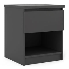 Naia Bedside 1 Drawer 1 Shelf in Black Matt - UK - Furniture One Shop