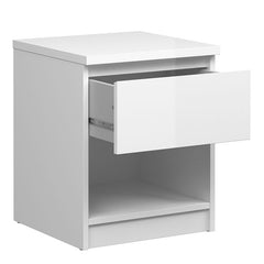 Naia Bedside 1 Drawer 1 Shelf in White High Gloss - UK - Furniture One Shop