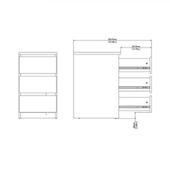 Naia Bedside 3 Drawers in Black Matt - UK - Furniture One Shop