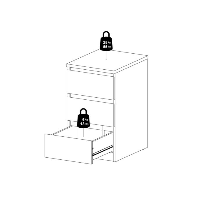 Naia Bedside 3 Drawers in Black Matt - UK