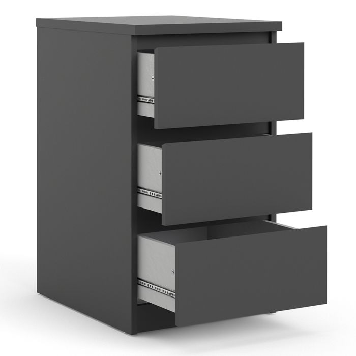Naia Bedside 3 Drawers in Black Matt - UK