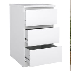 Naia Bedside 3 Drawers in White High Gloss - UK - Furniture One Shop