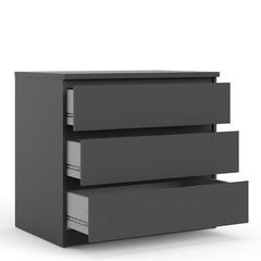Naia Chest of 3 Drawers in Black Matt - UK - Furniture One Shop