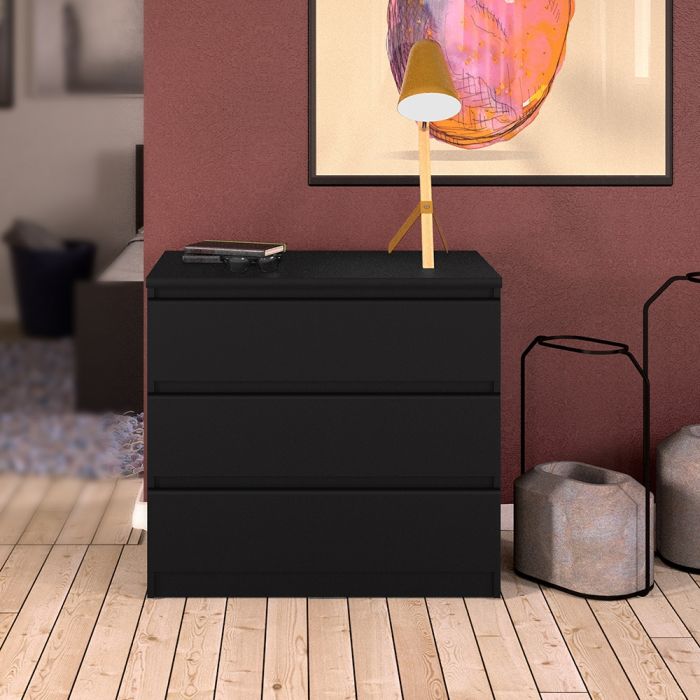Naia Chest of 3 Drawers in Black Matt - UK