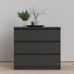 Naia Chest of 3 Drawers in Black Matt - UK - Furniture One Shop