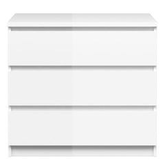 Naia Chest of 3 Drawers in White High Gloss - UK - Furniture One Shop