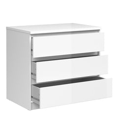 Naia Chest of 3 Drawers in White High Gloss - UK - Furniture One Shop