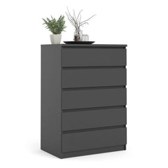 Naia Chest of 5 Drawers in Black Matt - UK - Furniture One Shop