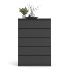Naia Chest of 5 Drawers in Black Matt - UK - Furniture One Shop
