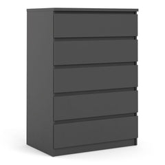 Naia Chest of 5 Drawers in Black Matt - UK - Furniture One Shop