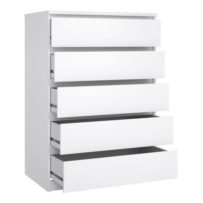 Naia Chest of 5 Drawers in White High Gloss - UK