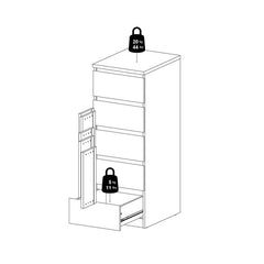 Naia Narrow Chest of 5 Drawers in Black Matt - UK - Furniture One Shop