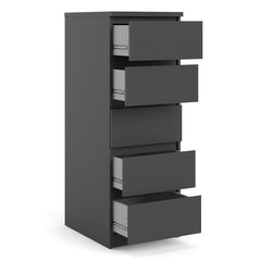 Naia Narrow Chest of 5 Drawers in Black Matt - UK - Furniture One Shop