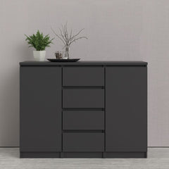 Naia Sideboard 4 Drawers 2 Doors in Black Matt - UK - Furniture One Shop