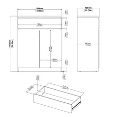 Naia Sideboard with 1 Drawer 2 Doors in Black Matt - UK - Furniture One Shop