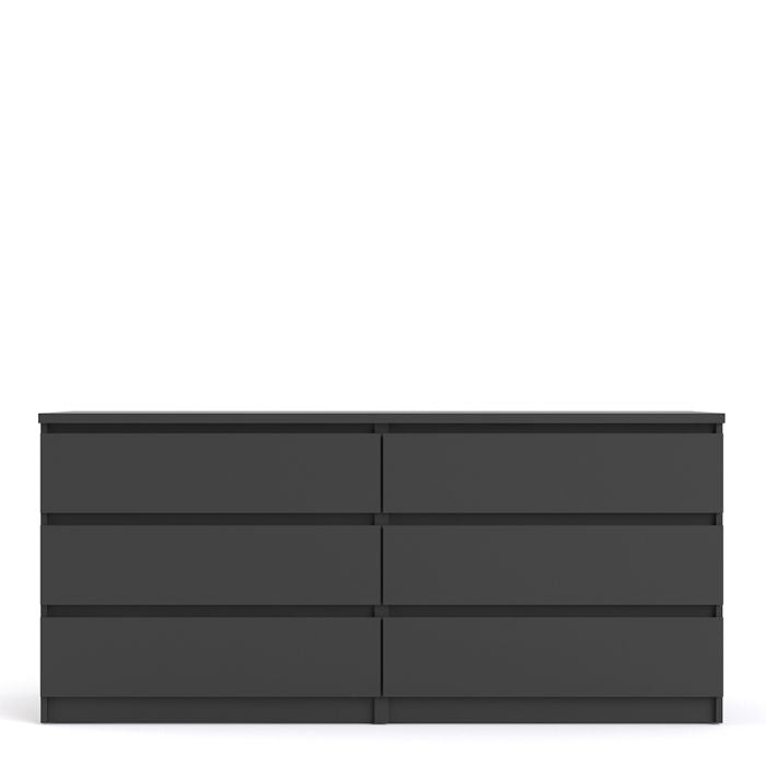 Naia Wide Chest of 6 Drawers (3+3) in Black Matt - UK