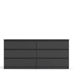 Naia Wide Chest of 6 Drawers (3+3) in Black Matt - UK - Furniture One Shop