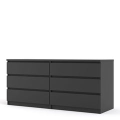 Naia Wide Chest of 6 Drawers (3+3) in Black Matt - UK - Furniture One Shop