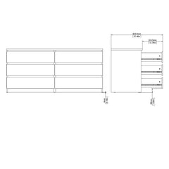 Naia Wide Chest of 6 Drawers (3+3) in White High Gloss - UK - Furniture One Shop