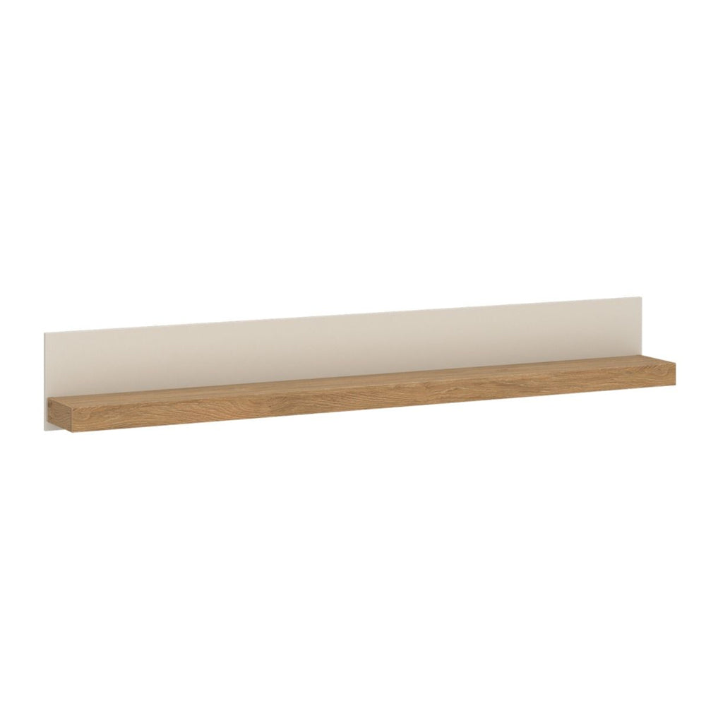 Naxxar Large Wooden Wall Shelf in Cashmere and Stone Oak - 194cm