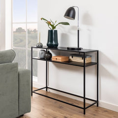 Newcastle Console Table with Open Shelf in Matt Black - Furniture One Shop