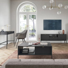 Nova Wooden Coffee Table in Black Matt - 104cm - Furniture One Shop