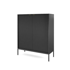 Nova Wooden Highboard 2 Doors in Black Matt with Black Legs - Furniture One Shop