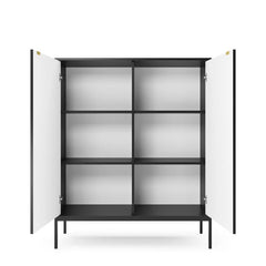 Nova Wooden Highboard 2 Doors in Black Matt with Black Legs - Furniture One Shop