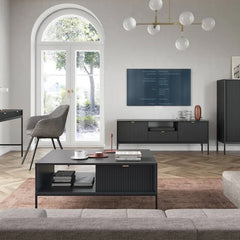 Nova Wooden TV Stand in Black Matt - 154cm - Furniture One Shop