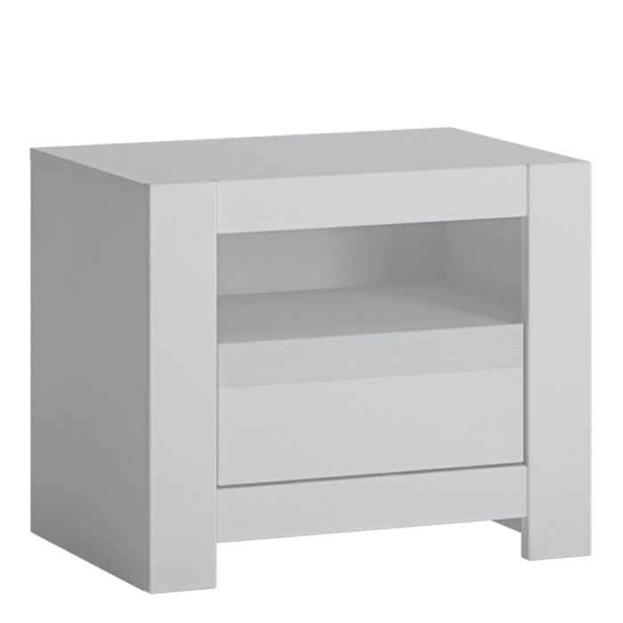Novi 1 Drawer Bedside Table in Alpine White - UK
