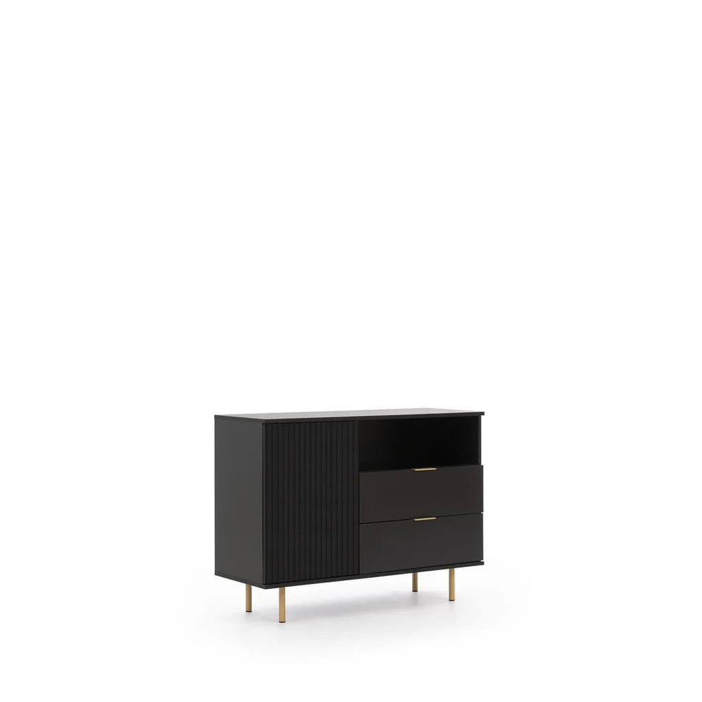 Nubia Wooden 1 Door 2 Drawers Sideboard in Black