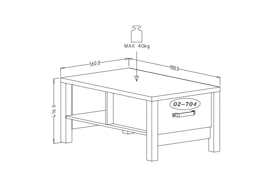 Olin Wooden Coffee Table in Appenzeller Fichte Oak and Black Matt - 56cm
