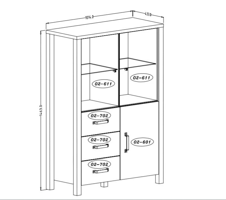 Olin Wooden 3 Door 3 Drawers Display Cabinet in Appenzeller Fichte Oak - Furniture One Shop