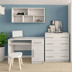 Omega Tall Narrow Wooden Bookcase in Matt White with 5 Shelves - 50cm wide - UK matching furniture