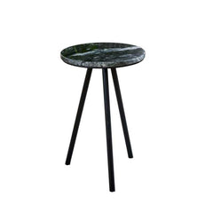 Opal Bedside Table With Black Marble Top & Metal Legs - UK