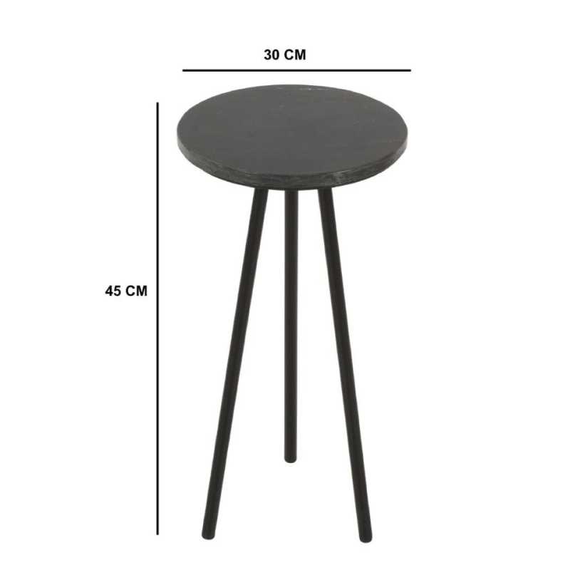 Opal Bedside Table With Black Marble Top & Metal Legs - UK