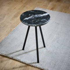 Opal Bedside Table With Black Marble Top & Metal Legs - UK
