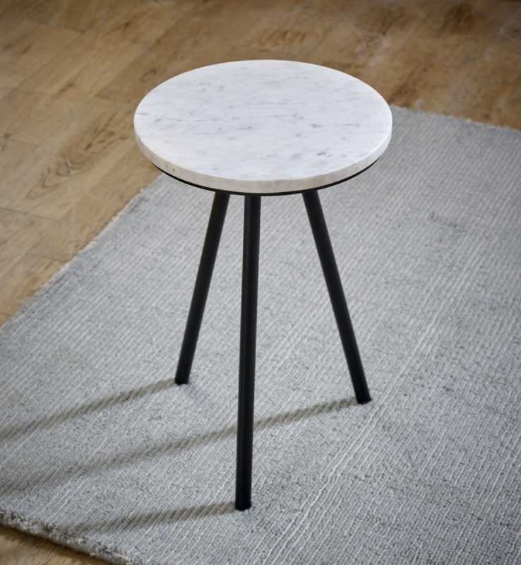 Opal Bedside Table With White Marble Top & Metal Legs - UK
