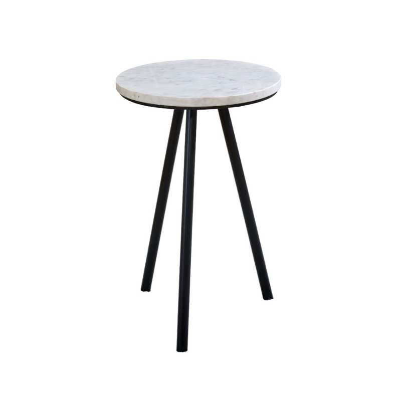 Opal Bedside Table With White Marble Top & Metal Legs - UK